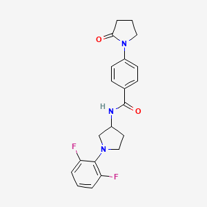 molecular formula C21H21F2N3O2 B6926989 N-[1-(2,6-difluorophenyl)pyrrolidin-3-yl]-4-(2-oxopyrrolidin-1-yl)benzamide 