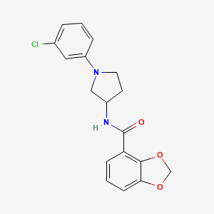 molecular formula C18H17ClN2O3 B6927166 N-[1-(3-chlorophenyl)pyrrolidin-3-yl]-1,3-benzodioxole-4-carboxamide 
