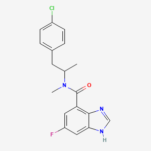 molecular formula C18H17ClFN3O B6927231 N-[1-(4-chlorophenyl)propan-2-yl]-6-fluoro-N-methyl-1H-benzimidazole-4-carboxamide 