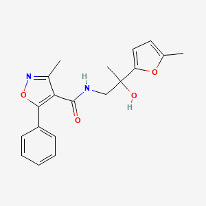 molecular formula C19H20N2O4 B6927243 N-[2-hydroxy-2-(5-methylfuran-2-yl)propyl]-3-methyl-5-phenyl-1,2-oxazole-4-carboxamide 