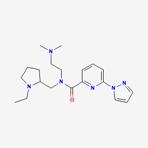 molecular formula C20H30N6O B6927249 N-[2-(dimethylamino)ethyl]-N-[(1-ethylpyrrolidin-2-yl)methyl]-6-pyrazol-1-ylpyridine-2-carboxamide 