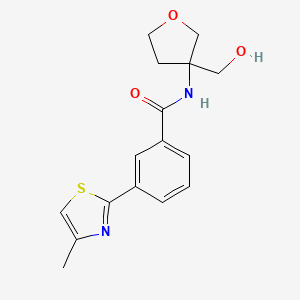 molecular formula C16H18N2O3S B6927613 N-[3-(hydroxymethyl)oxolan-3-yl]-3-(4-methyl-1,3-thiazol-2-yl)benzamide 