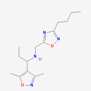 molecular formula C15H24N4O2 B6927640 N-[(3-butyl-1,2,4-oxadiazol-5-yl)methyl]-1-(3,5-dimethyl-1,2-oxazol-4-yl)propan-1-amine 