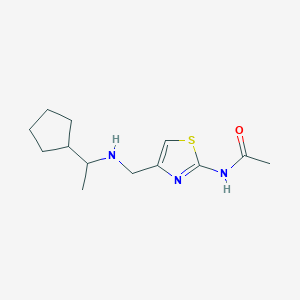 molecular formula C13H21N3OS B6927670 N-[4-[(1-cyclopentylethylamino)methyl]-1,3-thiazol-2-yl]acetamide 