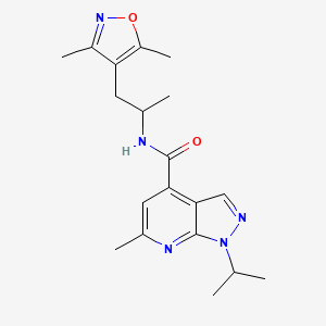 molecular formula C19H25N5O2 B6927680 N-[1-(3,5-dimethyl-1,2-oxazol-4-yl)propan-2-yl]-6-methyl-1-propan-2-ylpyrazolo[3,4-b]pyridine-4-carboxamide 