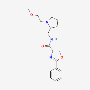 molecular formula C18H23N3O3 B6927731 N-[[1-(2-methoxyethyl)pyrrolidin-2-yl]methyl]-2-phenyl-1,3-oxazole-4-carboxamide 