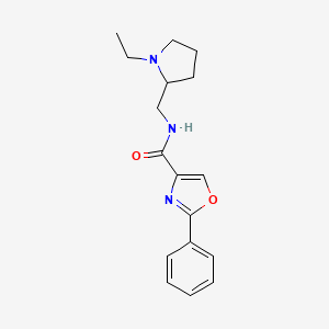 molecular formula C17H21N3O2 B6927827 N-[(1-ethylpyrrolidin-2-yl)methyl]-2-phenyl-1,3-oxazole-4-carboxamide 
