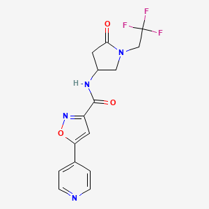 molecular formula C15H13F3N4O3 B6927890 N-[5-oxo-1-(2,2,2-trifluoroethyl)pyrrolidin-3-yl]-5-pyridin-4-yl-1,2-oxazole-3-carboxamide 