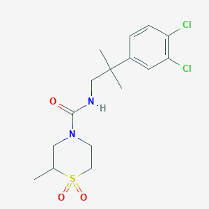 molecular formula C16H22Cl2N2O3S B6927986 N-[2-(3,4-dichlorophenyl)-2-methylpropyl]-2-methyl-1,1-dioxo-1,4-thiazinane-4-carboxamide 