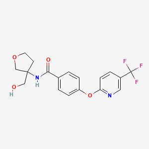 molecular formula C18H17F3N2O4 B6928067 N-[3-(hydroxymethyl)oxolan-3-yl]-4-[5-(trifluoromethyl)pyridin-2-yl]oxybenzamide 