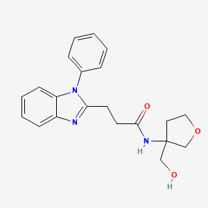 molecular formula C21H23N3O3 B6928082 N-[3-(hydroxymethyl)oxolan-3-yl]-3-(1-phenylbenzimidazol-2-yl)propanamide 