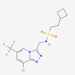 molecular formula C14H16ClF3N4O2S B6928083 N-[[8-chloro-6-(trifluoromethyl)-[1,2,4]triazolo[4,3-a]pyridin-3-yl]methyl]-2-cyclobutylethanesulfonamide 