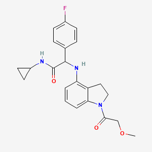 molecular formula C22H24FN3O3 B6928219 N-cyclopropyl-2-(4-fluorophenyl)-2-[[1-(2-methoxyacetyl)-2,3-dihydroindol-4-yl]amino]acetamide 