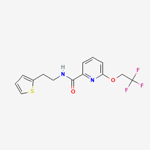 molecular formula C14H13F3N2O2S B6928240 N-(2-thiophen-2-ylethyl)-6-(2,2,2-trifluoroethoxy)pyridine-2-carboxamide 