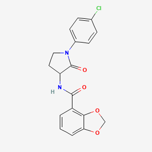 molecular formula C18H15ClN2O4 B6928287 N-[1-(4-chlorophenyl)-2-oxopyrrolidin-3-yl]-1,3-benzodioxole-4-carboxamide 