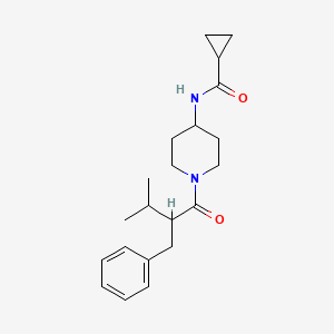 molecular formula C21H30N2O2 B6928292 N-[1-(2-benzyl-3-methylbutanoyl)piperidin-4-yl]cyclopropanecarboxamide 