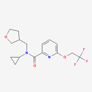 molecular formula C16H19F3N2O3 B6928430 N-cyclopropyl-N-(oxolan-3-ylmethyl)-6-(2,2,2-trifluoroethoxy)pyridine-2-carboxamide 