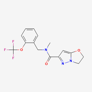 molecular formula C15H14F3N3O3 B6928489 N-methyl-N-[[2-(trifluoromethoxy)phenyl]methyl]-2,3-dihydropyrazolo[5,1-b][1,3]oxazole-6-carboxamide 