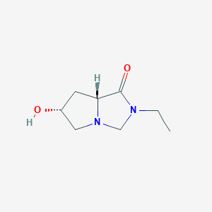 molecular formula C8H14N2O2 B069285 (6R,7aR)-2-Ethyl-6-hydroxyhexahydro-1H-pyrrolo[1,2-c]imidazol-1-one CAS No. 173658-17-8