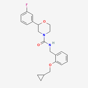 molecular formula C22H25FN2O3 B6928563 N-[[2-(cyclopropylmethoxy)phenyl]methyl]-2-(3-fluorophenyl)morpholine-4-carboxamide 