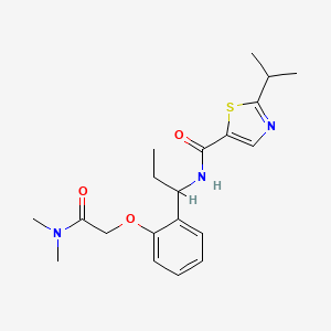 molecular formula C20H27N3O3S B6928629 N-[1-[2-[2-(dimethylamino)-2-oxoethoxy]phenyl]propyl]-2-propan-2-yl-1,3-thiazole-5-carboxamide 