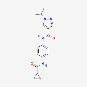 molecular formula C17H20N4O2 B6928775 N-[4-(cyclopropanecarbonylamino)phenyl]-1-propan-2-ylpyrazole-4-carboxamide 