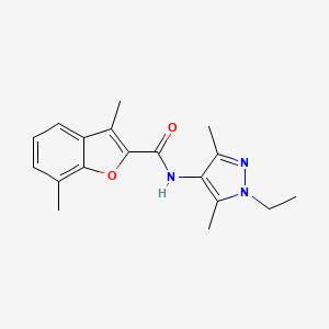 molecular formula C18H21N3O2 B6928835 N-(1-ethyl-3,5-dimethylpyrazol-4-yl)-3,7-dimethyl-1-benzofuran-2-carboxamide 
