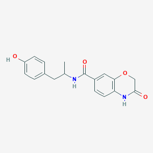 molecular formula C18H18N2O4 B6928904 N-[1-(4-hydroxyphenyl)propan-2-yl]-3-oxo-4H-1,4-benzoxazine-7-carboxamide 