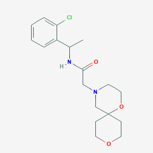 molecular formula C18H25ClN2O3 B6928918 N-[1-(2-chlorophenyl)ethyl]-2-(1,9-dioxa-4-azaspiro[5.5]undecan-4-yl)acetamide 