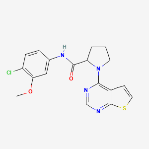 molecular formula C18H17ClN4O2S B6928965 N-(4-chloro-3-methoxyphenyl)-1-thieno[2,3-d]pyrimidin-4-ylpyrrolidine-2-carboxamide 