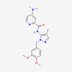 molecular formula C21H25N5O3 B6928996 N-[2-[(3,4-dimethoxyphenyl)methyl]-4-methylpyrazol-3-yl]-4-(dimethylamino)pyridine-2-carboxamide 