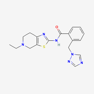 molecular formula C18H20N6OS B6929009 N-(5-ethyl-6,7-dihydro-4H-[1,3]thiazolo[5,4-c]pyridin-2-yl)-2-(1,2,4-triazol-1-ylmethyl)benzamide 