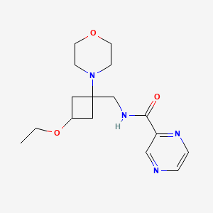 molecular formula C16H24N4O3 B6929094 N-[(3-ethoxy-1-morpholin-4-ylcyclobutyl)methyl]pyrazine-2-carboxamide 