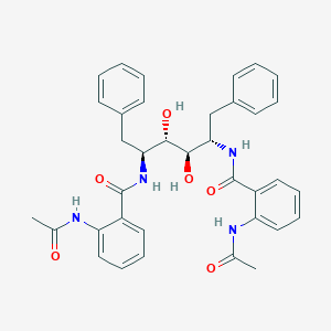 molecular formula C36H38N4O6 B069291 L-Altritol, 2,5-bis((2-(acetylamino)benzoyl)amino)-1,2,5,6-tetradeoxy-1,6-diphenyl- CAS No. 173094-16-1