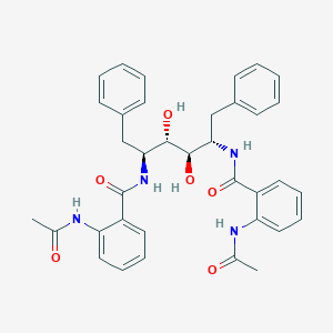 molecular formula C36H38N4O6 B069291 2-acetamido-N-[(2S,3S,4R,5S)-5-[(2-acetamidobenzoyl)amino]-3,4-dihydroxy-1,6-diphenylhexan-2-yl]benzamide CAS No. 173094-16-1