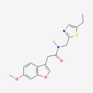 molecular formula C18H20N2O3S B6929142 N-[(5-ethyl-1,3-thiazol-2-yl)methyl]-2-(6-methoxy-1-benzofuran-3-yl)-N-methylacetamide 