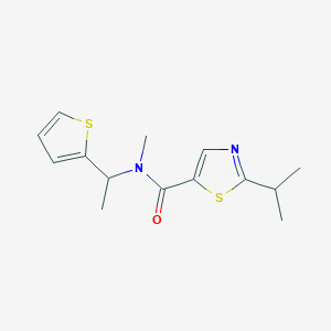 molecular formula C14H18N2OS2 B6929144 N-methyl-2-propan-2-yl-N-(1-thiophen-2-ylethyl)-1,3-thiazole-5-carboxamide 