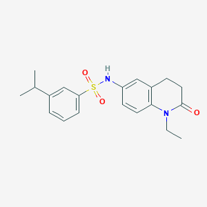 molecular formula C20H24N2O3S B6929191 N-(1-ethyl-2-oxo-3,4-dihydroquinolin-6-yl)-3-propan-2-ylbenzenesulfonamide 
