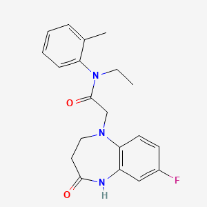 molecular formula C20H22FN3O2 B6929345 N-ethyl-2-(7-fluoro-4-oxo-3,5-dihydro-2H-1,5-benzodiazepin-1-yl)-N-(2-methylphenyl)acetamide 