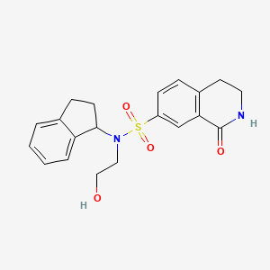 molecular formula C20H22N2O4S B6929375 N-(2,3-dihydro-1H-inden-1-yl)-N-(2-hydroxyethyl)-1-oxo-3,4-dihydro-2H-isoquinoline-7-sulfonamide 