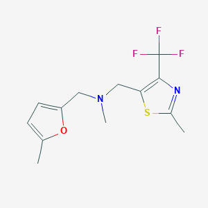 molecular formula C13H15F3N2OS B6929393 N-methyl-1-(5-methylfuran-2-yl)-N-[[2-methyl-4-(trifluoromethyl)-1,3-thiazol-5-yl]methyl]methanamine 