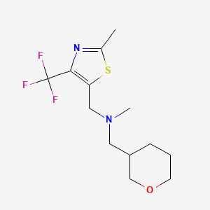 molecular formula C13H19F3N2OS B6929395 N-methyl-N-[[2-methyl-4-(trifluoromethyl)-1,3-thiazol-5-yl]methyl]-1-(oxan-3-yl)methanamine 