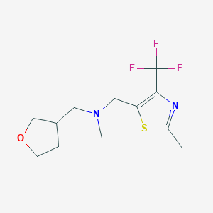 molecular formula C12H17F3N2OS B6929421 N-methyl-N-[[2-methyl-4-(trifluoromethyl)-1,3-thiazol-5-yl]methyl]-1-(oxolan-3-yl)methanamine 