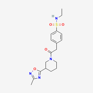 molecular formula C18H24N4O4S B6929521 N-ethyl-4-[2-[3-(3-methyl-1,2,4-oxadiazol-5-yl)piperidin-1-yl]-2-oxoethyl]benzenesulfonamide 
