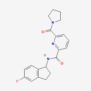 molecular formula C20H20FN3O2 B6929563 N-(5-fluoro-2,3-dihydro-1H-inden-1-yl)-6-(pyrrolidine-1-carbonyl)pyridine-2-carboxamide 