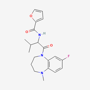 molecular formula C20H24FN3O3 B6929576 N-[1-(7-fluoro-1-methyl-3,4-dihydro-2H-1,5-benzodiazepin-5-yl)-3-methyl-1-oxobutan-2-yl]furan-2-carboxamide 