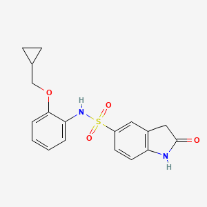 molecular formula C18H18N2O4S B6929611 N-[2-(cyclopropylmethoxy)phenyl]-2-oxo-1,3-dihydroindole-5-sulfonamide 