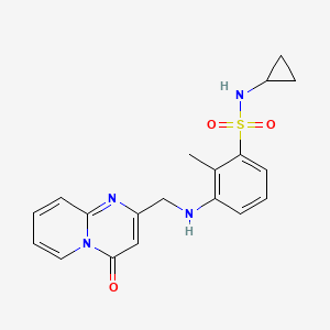 molecular formula C19H20N4O3S B6929652 N-cyclopropyl-2-methyl-3-[(4-oxopyrido[1,2-a]pyrimidin-2-yl)methylamino]benzenesulfonamide 