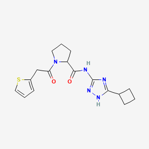 molecular formula C17H21N5O2S B6929654 N-(5-cyclobutyl-1H-1,2,4-triazol-3-yl)-1-(2-thiophen-2-ylacetyl)pyrrolidine-2-carboxamide 