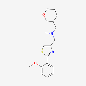 molecular formula C18H24N2O2S B6929683 N-[[2-(2-methoxyphenyl)-1,3-thiazol-4-yl]methyl]-N-methyl-1-(oxan-3-yl)methanamine 